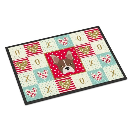 Carolines Treasures 18 x 27 in. Boston Terrier Love Indoor or Outdoor Mat CK5187MAT